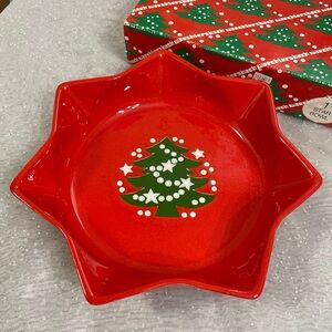 Waechtersbach Red Star Serving Dish Christmas Tree 10" NIB W Germany VTG